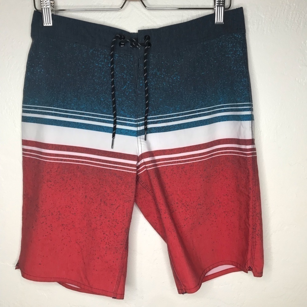 O’NEILL red, white, & blue board shorts